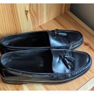 Cole Haan City Black Tassel Loafers Mens 10 Leather Shoes
